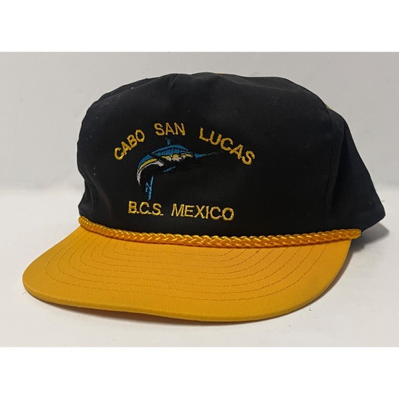 The Unbranded Brand Other - CABO SAN LUCAS BSC MEXICO FISHING CAP BLACK YELLOW SNAP BACK